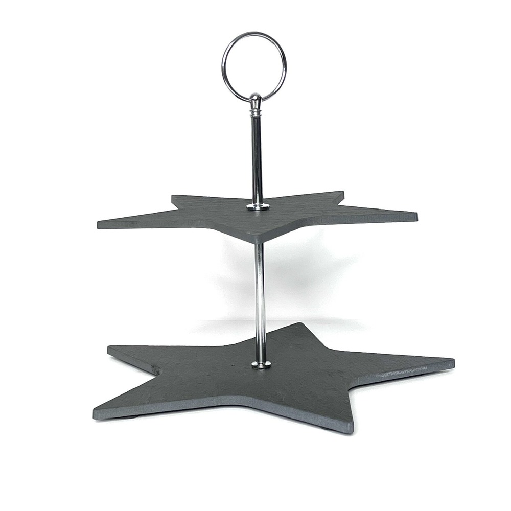 NEW Tiered Cupcake Stand Cake Plate Event Party Appetizer Display  8" Slate NIB